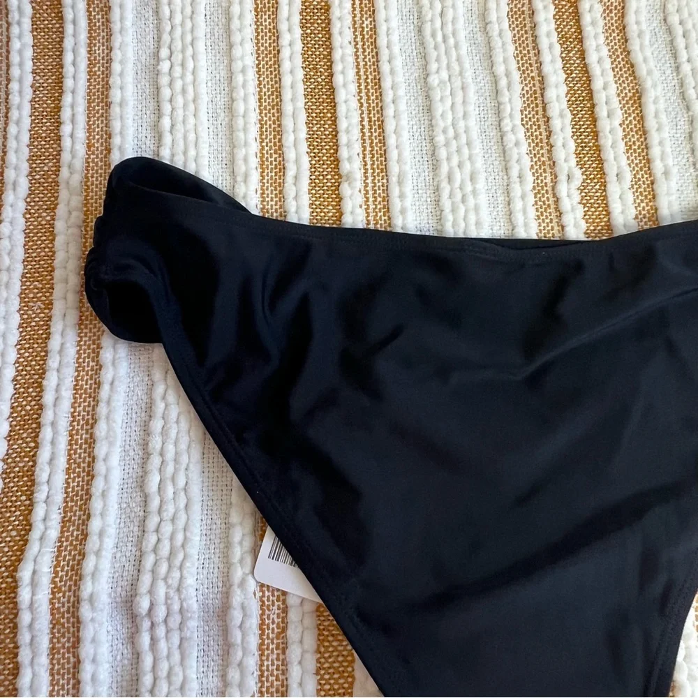 NWT Bikini Bottom‎ Low Waisted Sexy Swimsuit Ruched Sides Hipster Swim Bottom L